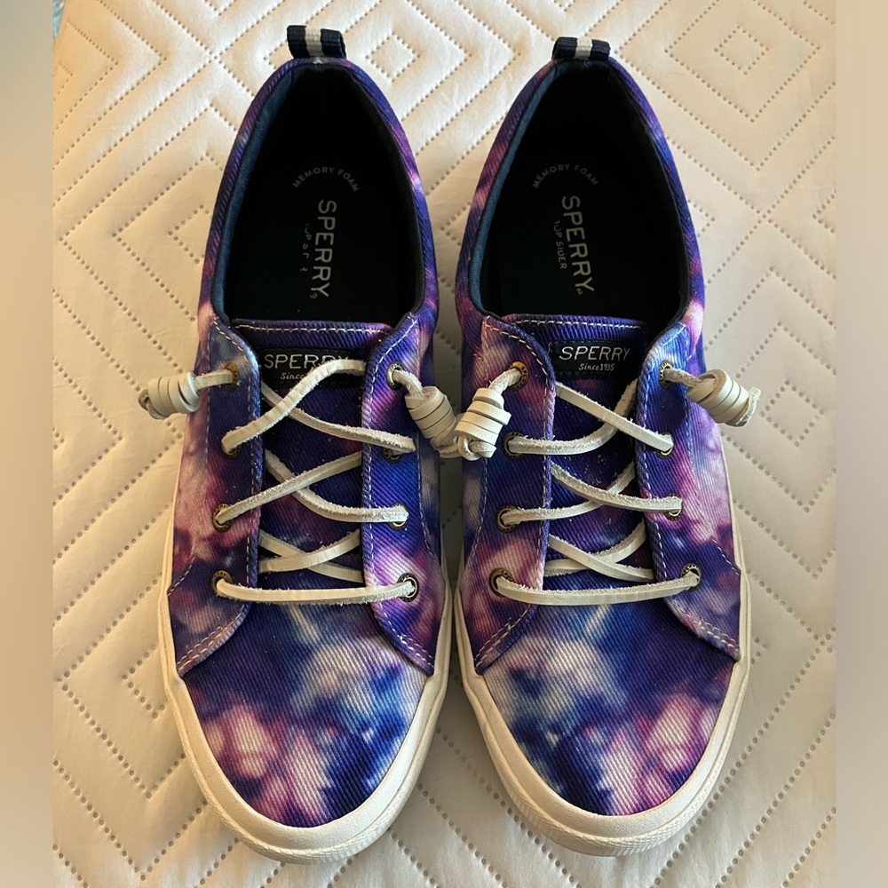 Sperry Pier Wave Shoes | Women’s 9.5 Wide | Blue Purple Galaxy Tie Dye